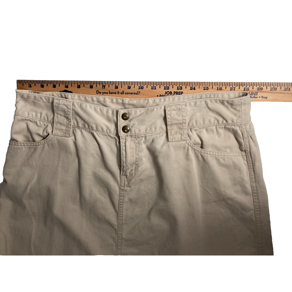DKNY Jeans khaki brown camel tan zip and double button pencil skirt 4 pockets 16 - Picture 3 of 11